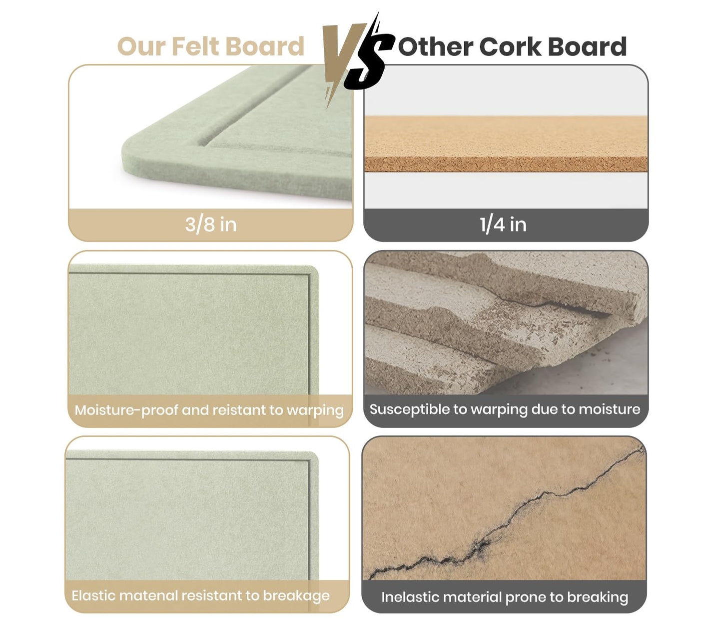 Large Bulletin Board, 72 X 48 inches Cork Board with 30 Pushpin, 6' x 4' Felt Cork Board Notice Pin Board, Self-Adhesive Vision Board Mood Board Foldable Photo Board for Wall - Sage Green