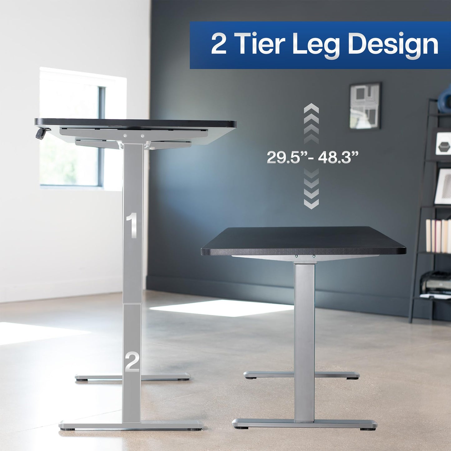 VIVO Electric 71 x 30 inch Square Edge Standing Desk, Dual Motor Memory Controller Height Adjustment, E2B-S Series, Black Top Gray Frame, DESK-KIT-E2G71S-B