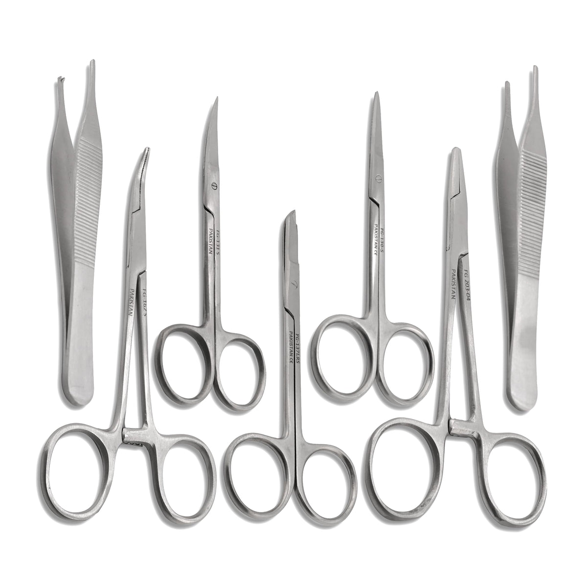 Set of 7 Pieces Scissors Forceps Hemostats Needle Holder Driver Set for Educational Training and Medical Procedures Made of Stainless Steel by Cynamed