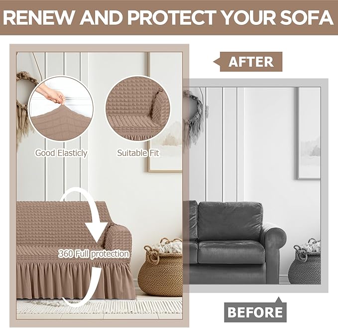Fanfanwin 3 Pcs Sofa Slipcover Set