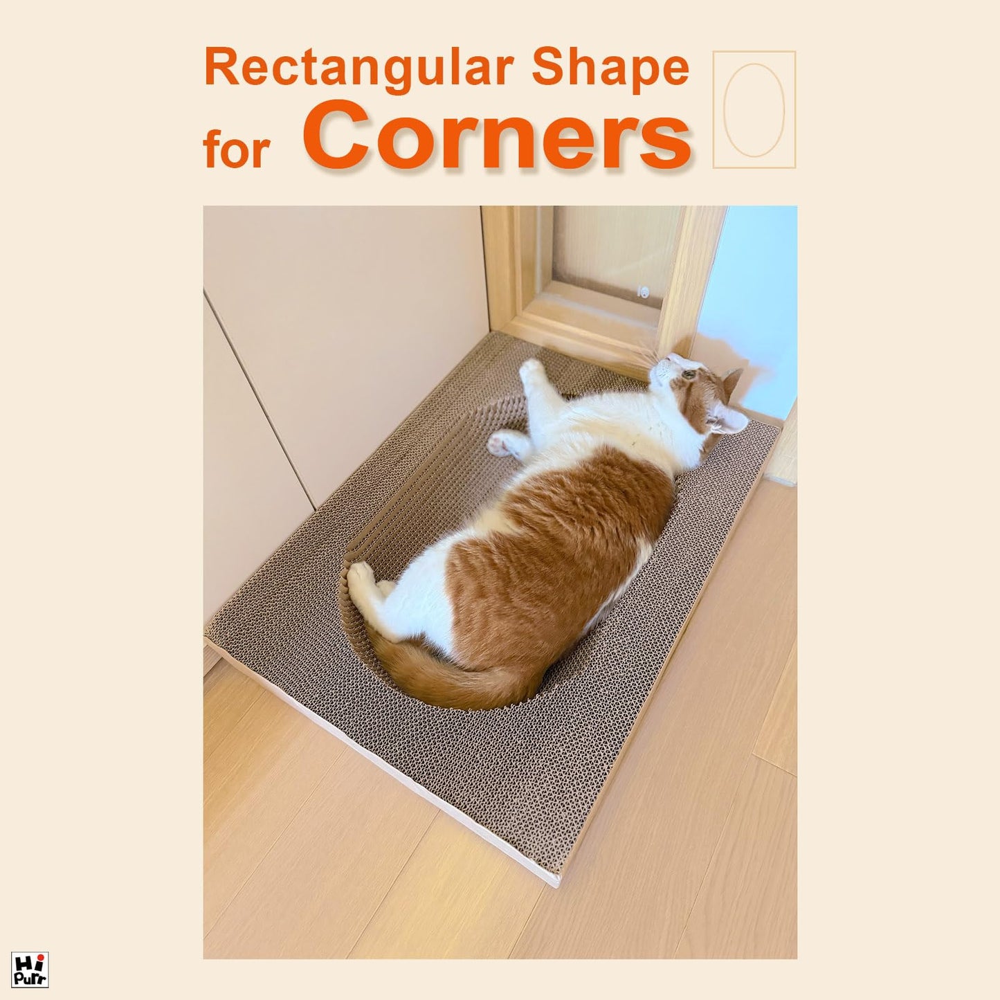 Hi Purr Large Cat Scratcher Bed with Oval Curved Nesting Design, Sink-Inspired Shape, Rectangular Edges for Easy Cleaning, Corrugated Cardboard with Kraft Paper, for Indoor Cats
