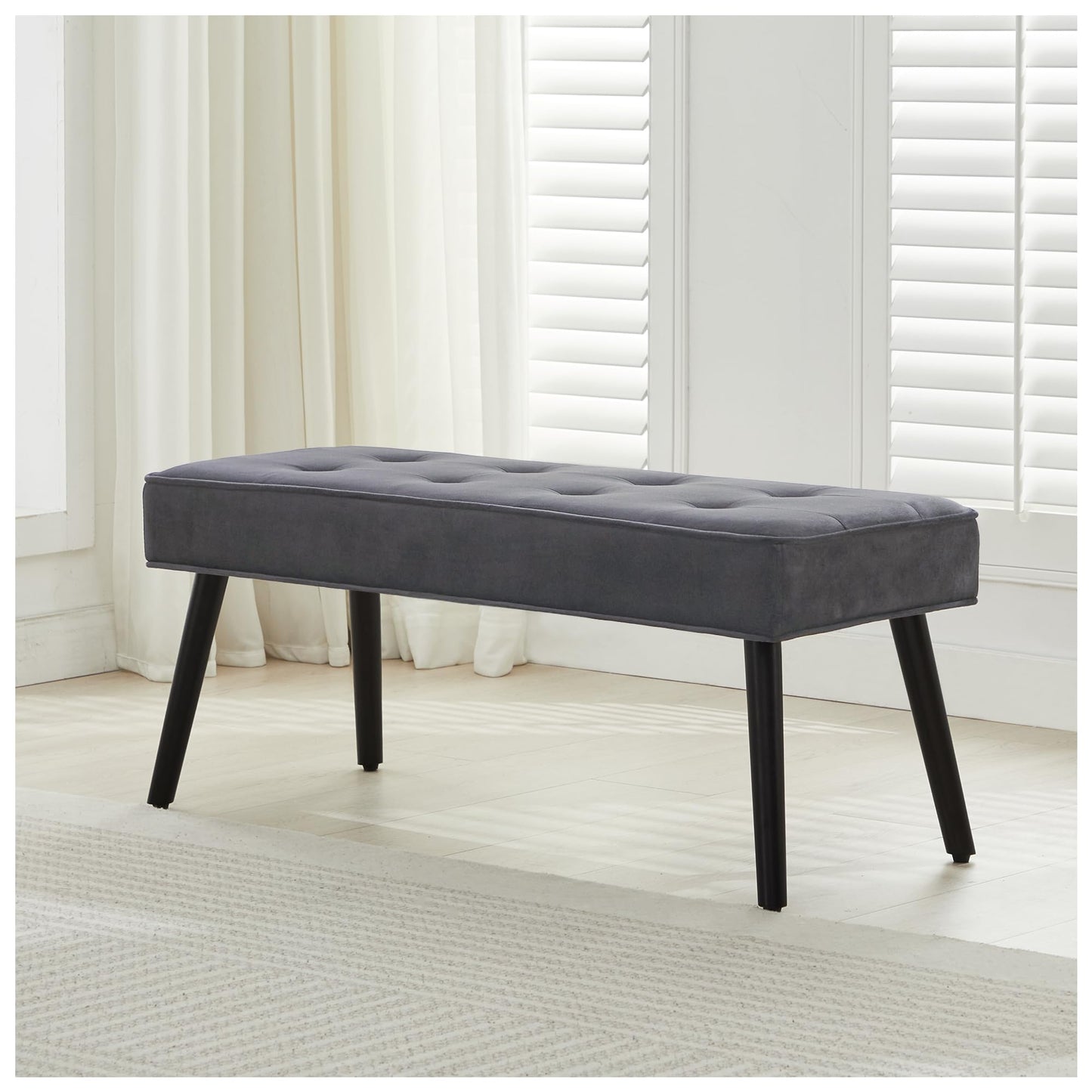 UDAX 40'' Upholstered Bench, Entryway Ottoman with Wooden Legs for Living Room, End of Bed Bench