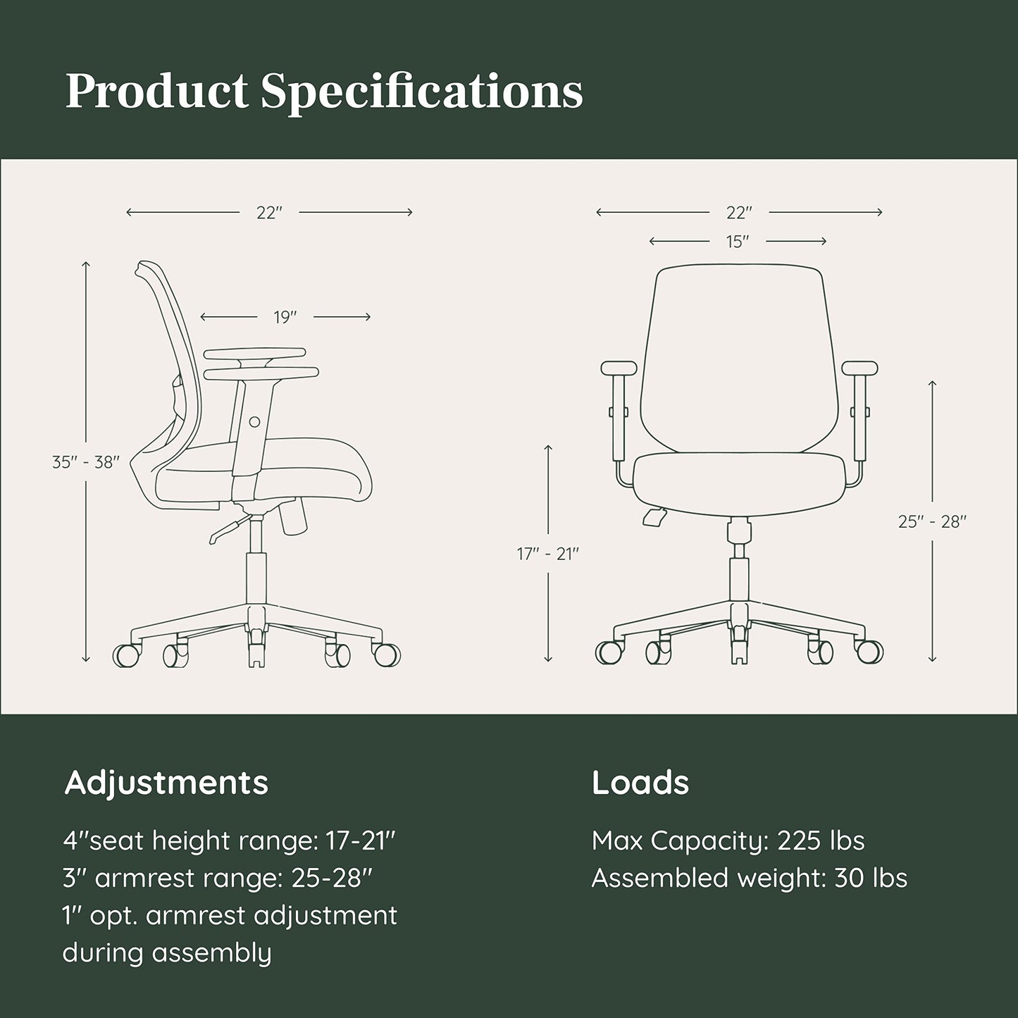 Branch Daily Chair - Computer Office Chair with Swivel, Lumbar Rest, and Adjustable Armrests - Sustainable, Stylish Mesh, & Adjustable Armrests - Comfortable Seating for Improved Posture - Blue