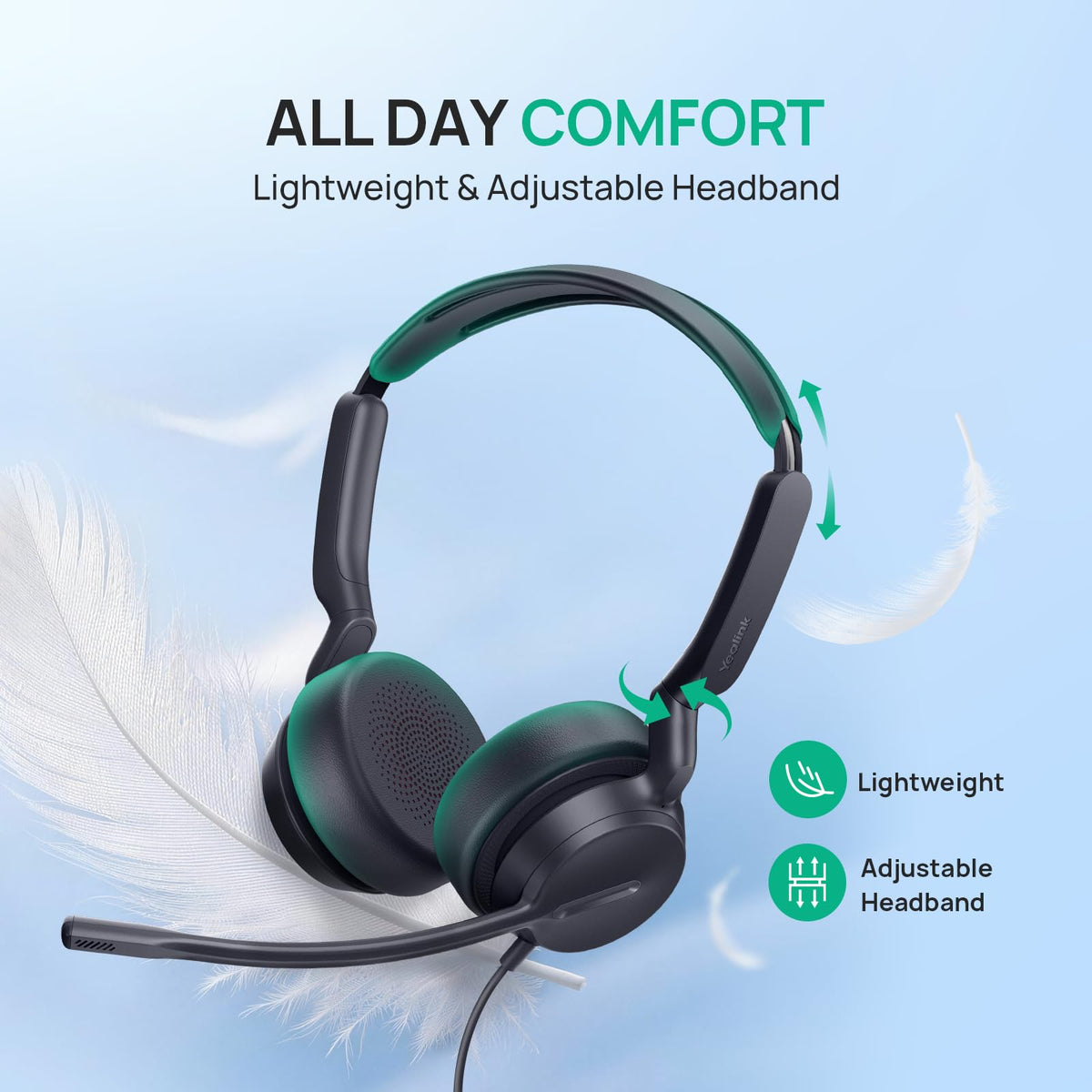 Yealink UH42 SE Wired Headset with Mic, USB-A/C & 3.5MM Single Computer Headsets with Noise Cancelling Microphone for PC, Laptop, Phone, 7ft Cable in-Line Control Headphones Work with Teams, Zoom, UC