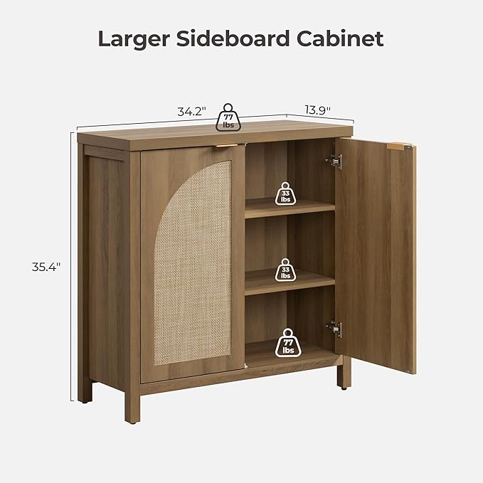 SICOTAS 68" W Rattan Sideboard Buffet Cabinet