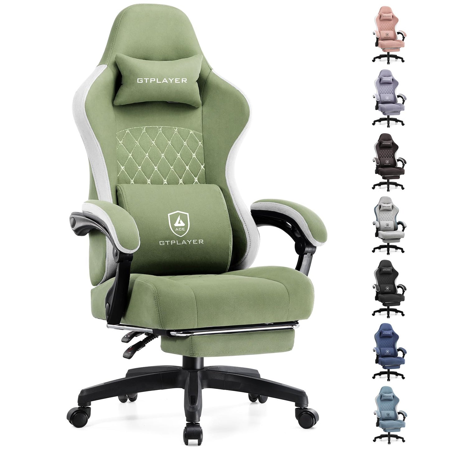 GTPLAYER Gaming Chair, Computer Office Chair with Pocket Spring Cushion, Linkage Armrests and Footrest, High Back Ergonomic Computer Chair with Lumbar Support Task Chair with Footrest