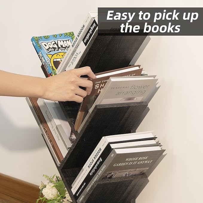 SHEEPAM 5 Tier Tree Book Shelf, Small Desktop Bookshelf