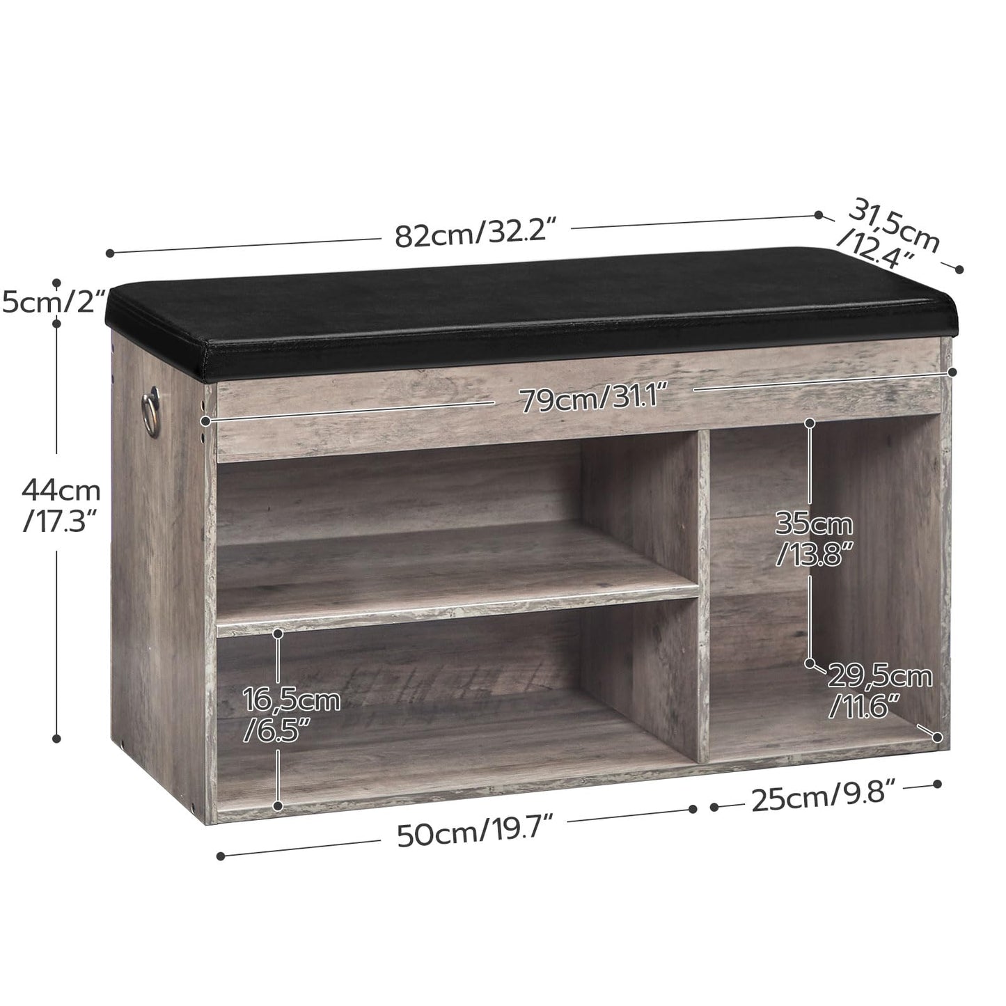 HOOBRO Shoe Storage Bench with Cushion, 32.3'' Entryway Bench with Lift Top Hidden Storage and Adjustable Shelves, Wooden Shoe Rack Bench for Entryway Bedroom, Rustic Brown and Black BG40HX01