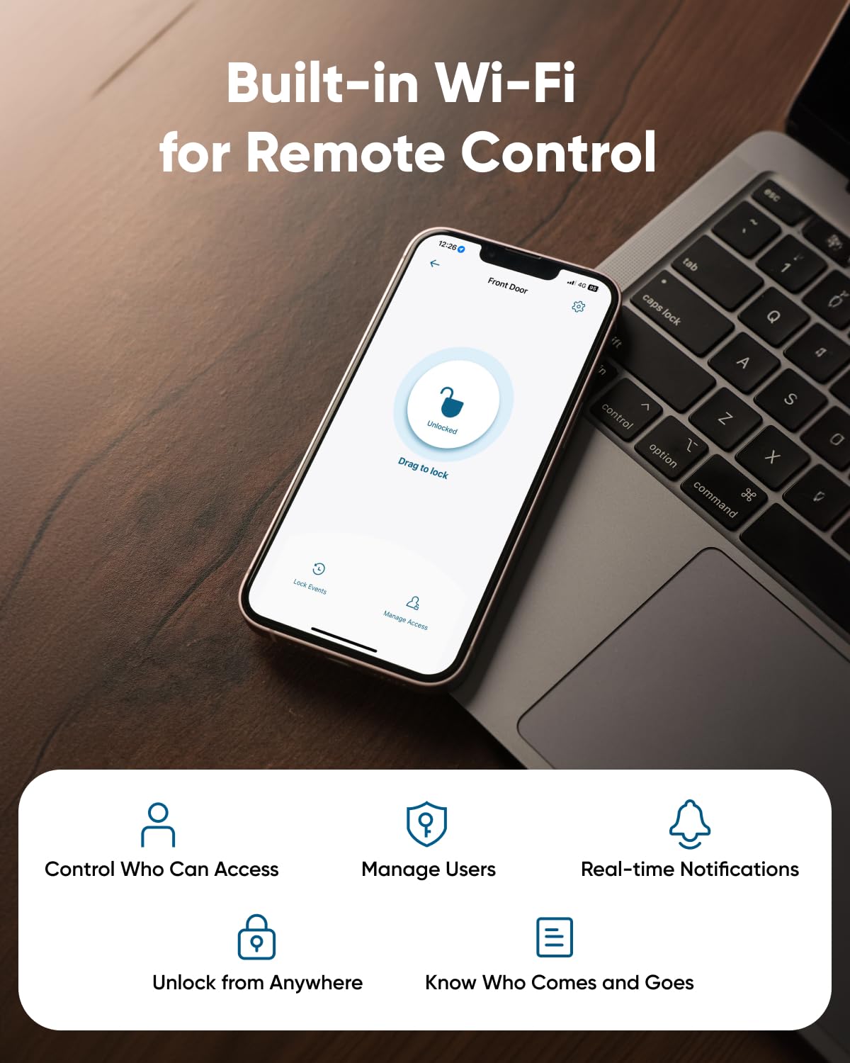 eufy Security Smart Lock C30, Keyless Entry Door Lock, Built-in WiFi Keypad Deadbolt for Front Door, No Bridge Required, Easy Installation, App Remote Control, Reliable Power, BHMA Grade 3