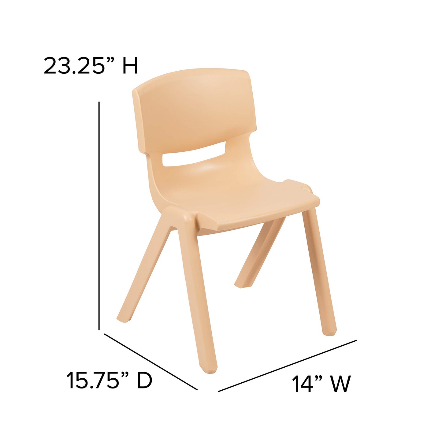 Flash Furniture Whitney 2 Pack Natural Plastic Stackable School Chair with 13.25" Seat Height