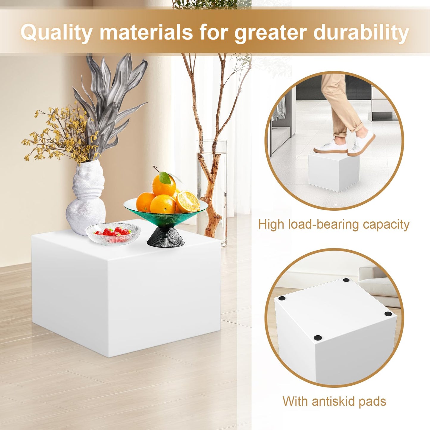 XHKJYSDP Cube Display Pedestal Stand for Bridal Shop, Square White Display Risers Columns, Party Event Decor Platform Base Showcase for Model Jewelry Clothing Shop Home Exhibition (11.8*11.8*7.87in)