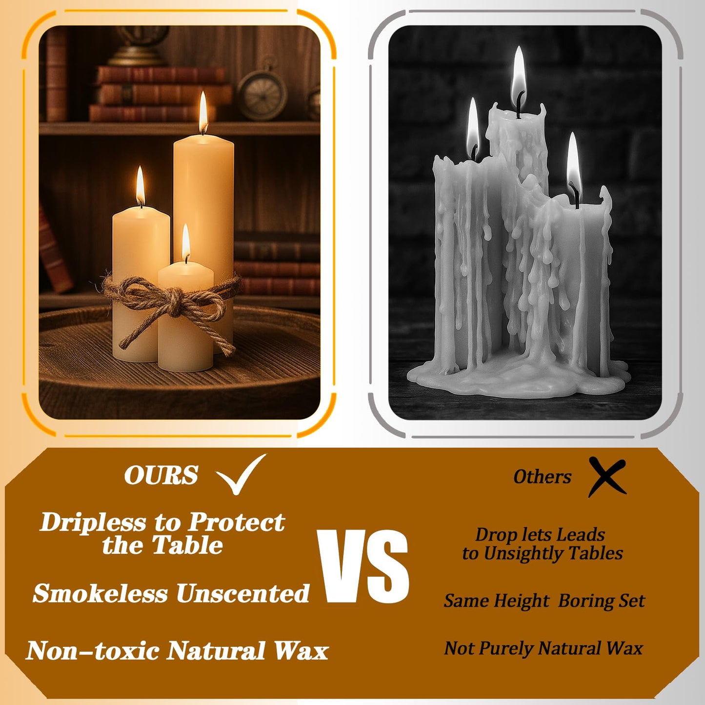 Trxvxo White Pillar Candles Bulk Set of 18，Hurricane Candles，3 Different Lengths 2 x 3/6/8 Inch (6 Each)，Dripless Unscented Smokeless，Gives You a Better Atmosphere When Organizing an Event Party.