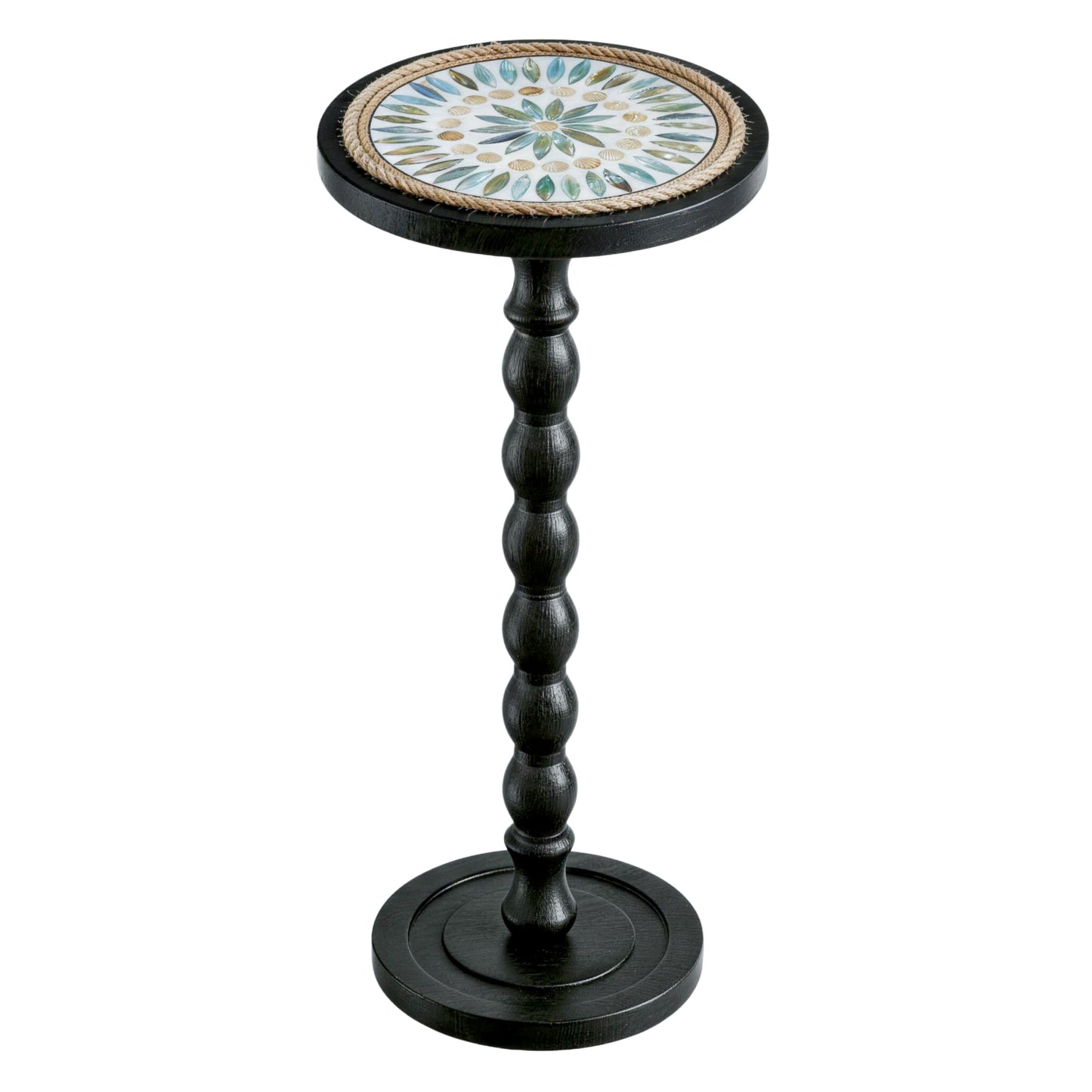 WALNDUX Round Side Table, Small Drink Table for Small Spaces, Rustic Accent Nightstand with Solid Wood Leg for Living Room, Bedroom, Corners, and Office, Handcrafted Finish (Black)