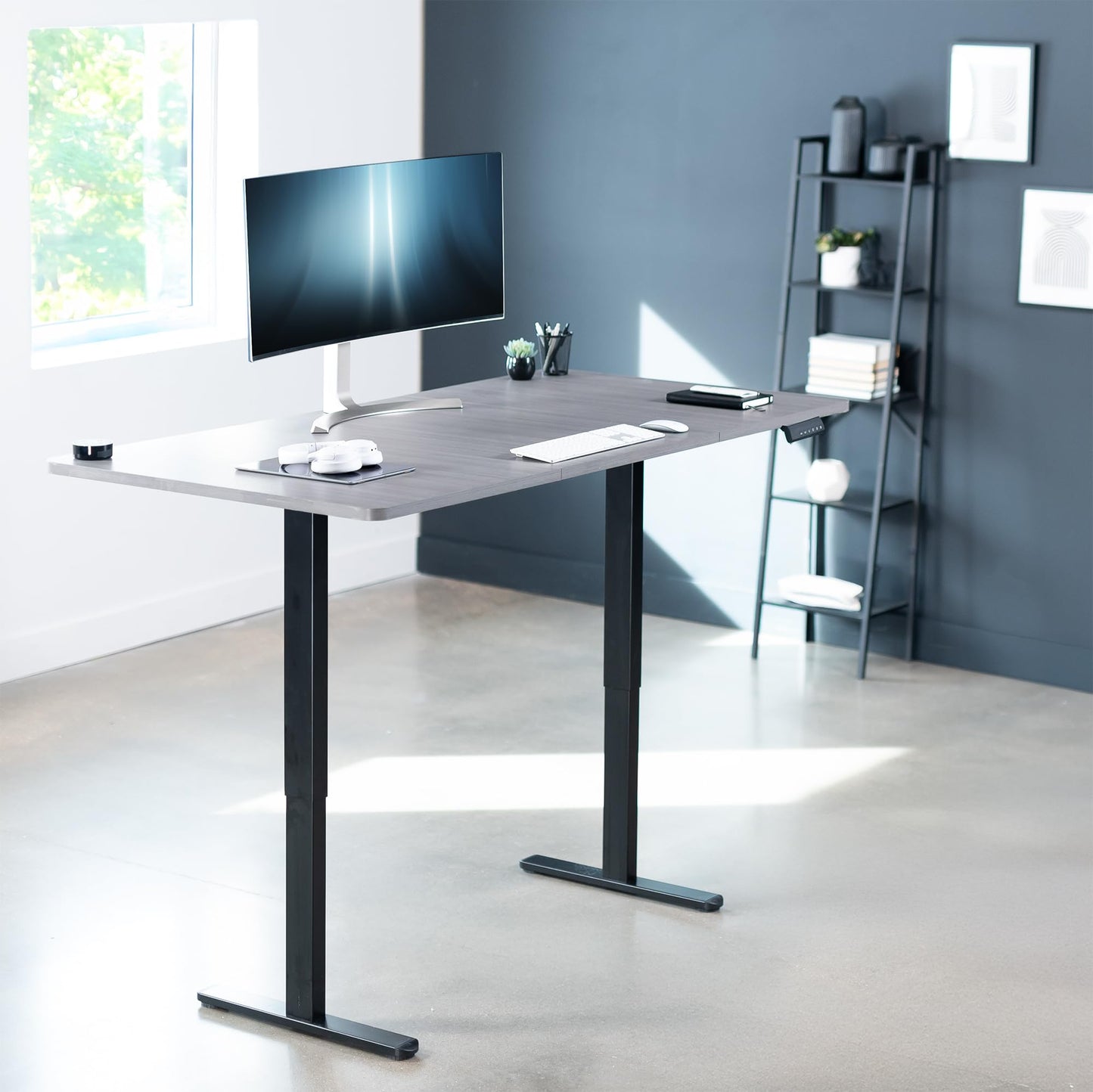 VIVO Electric 71 x 36 inch Standing Desk, Dual Motor Memory Controller Height Adjustment, E2B Series, Dark Gray Top Black Frame, DESK-KIT-E2B7G-36