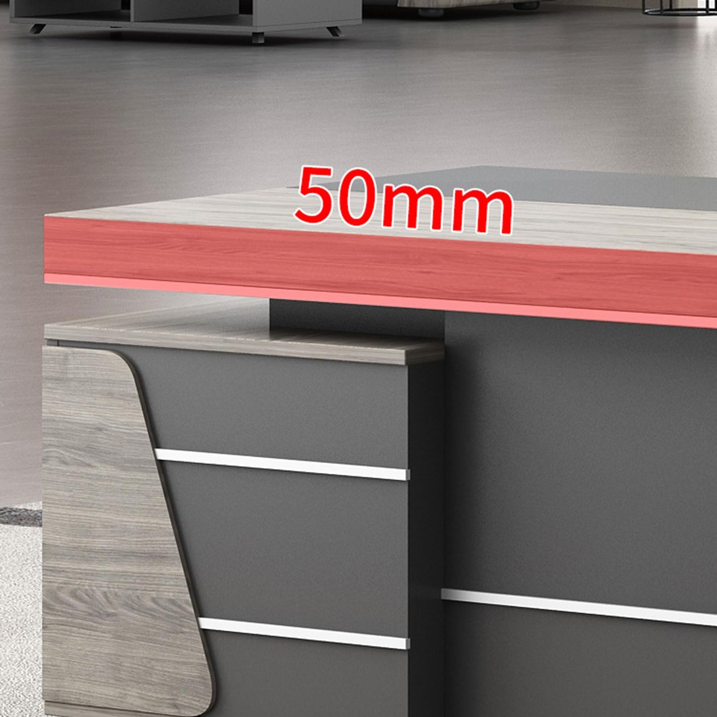 LSIGHTUS L-Shaped Executive Office Desk for CEO Boss Manager with Storage Cabinet, Modern Business Furniture Desk Workstation for Home Office