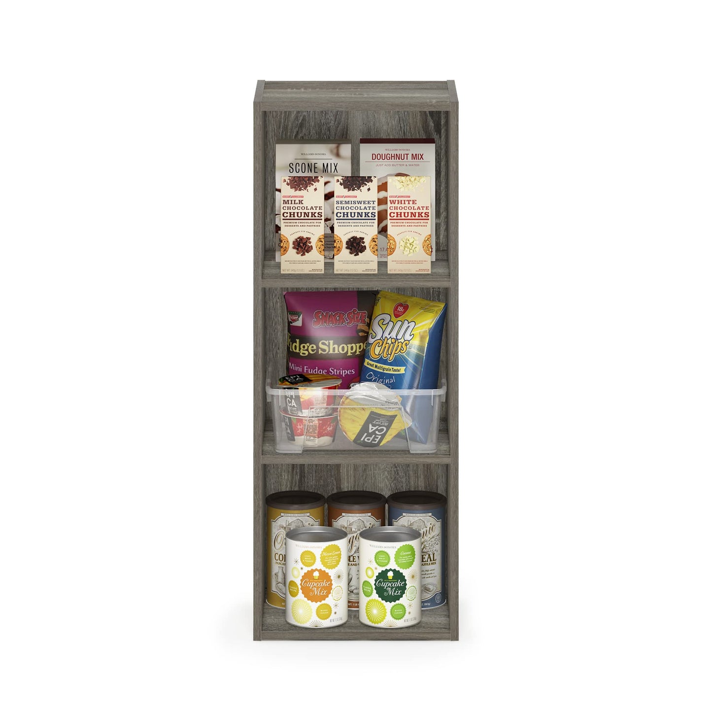 Furinno Pasir 3-Tier No Tool Assembly Open Shelf Bookcase, French Oak