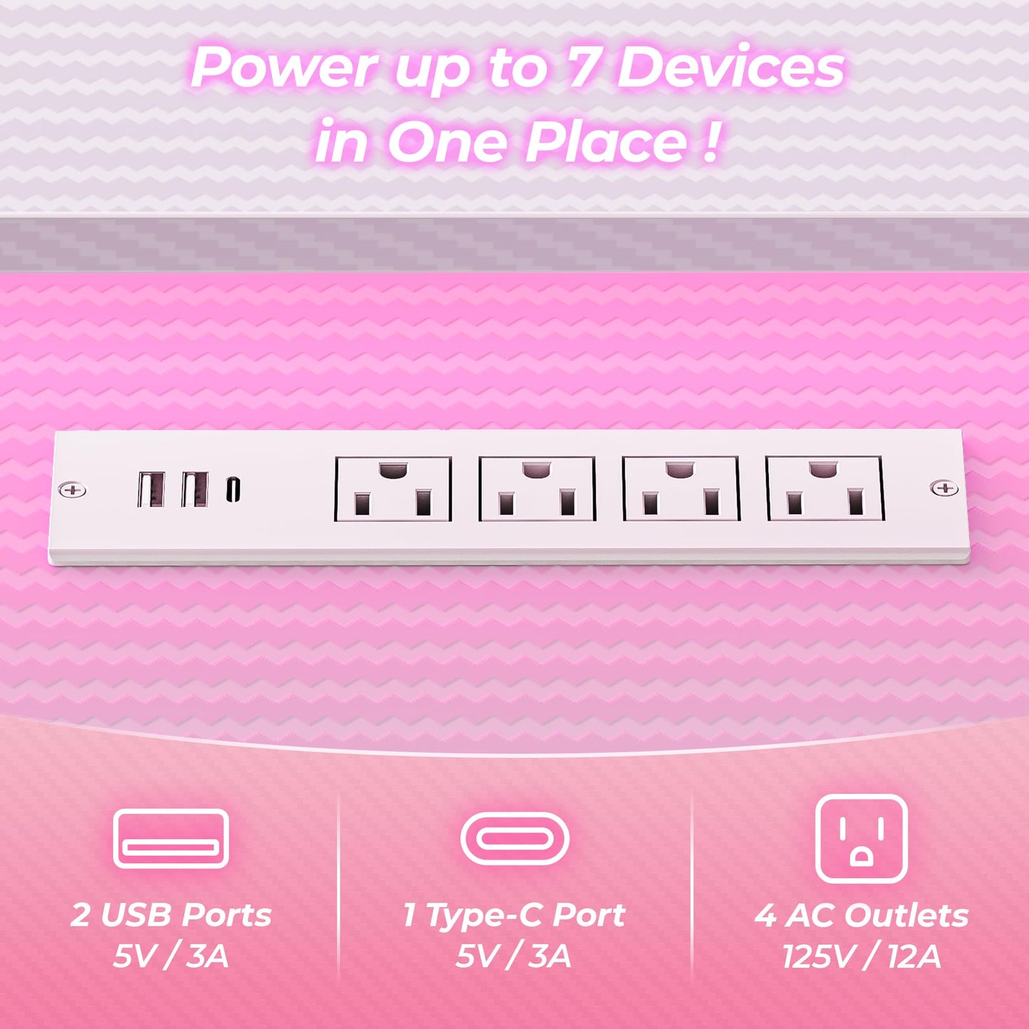 Huuger L Shaped Gaming Desk with Power Outlets & LED Lights, Computer Desk with Monitor Shelves, Carbon Fiber Surface, Home Office Desk, Corner Gaming Desk with Hooks, Carbon Fiber Pink