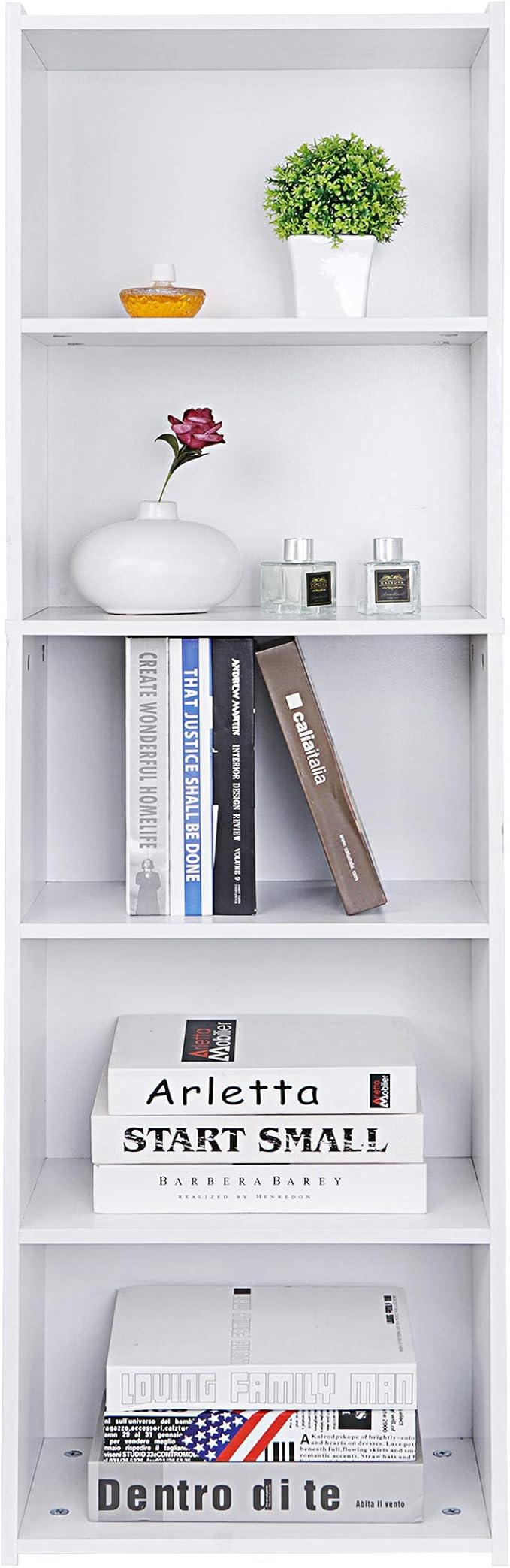 5 Tier Open Bookshelf, 52 Inch Bookcase Storage Rack