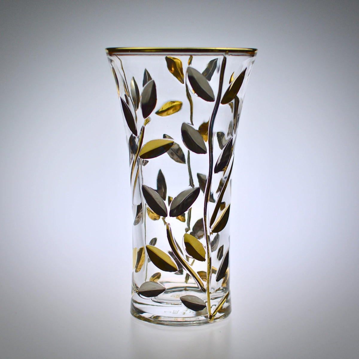 Luxury Italian Glass Vase, 8.5-inch, Silver & Gold, Modern Flower Vase for Centerpieces, Shelf Decor, Perfect Centerpieces for Table Home Decor Accents, Handcrafted, Made in Italy