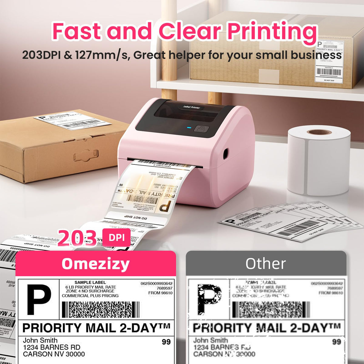 Omezizy Bluetooth Thermal Label Printer 4x6 - D450BT Shipping Label Printer for Small Business, Shipping Packages, Office, Home, Compatible with USPS, Shopify, Amazon, Tiktok
