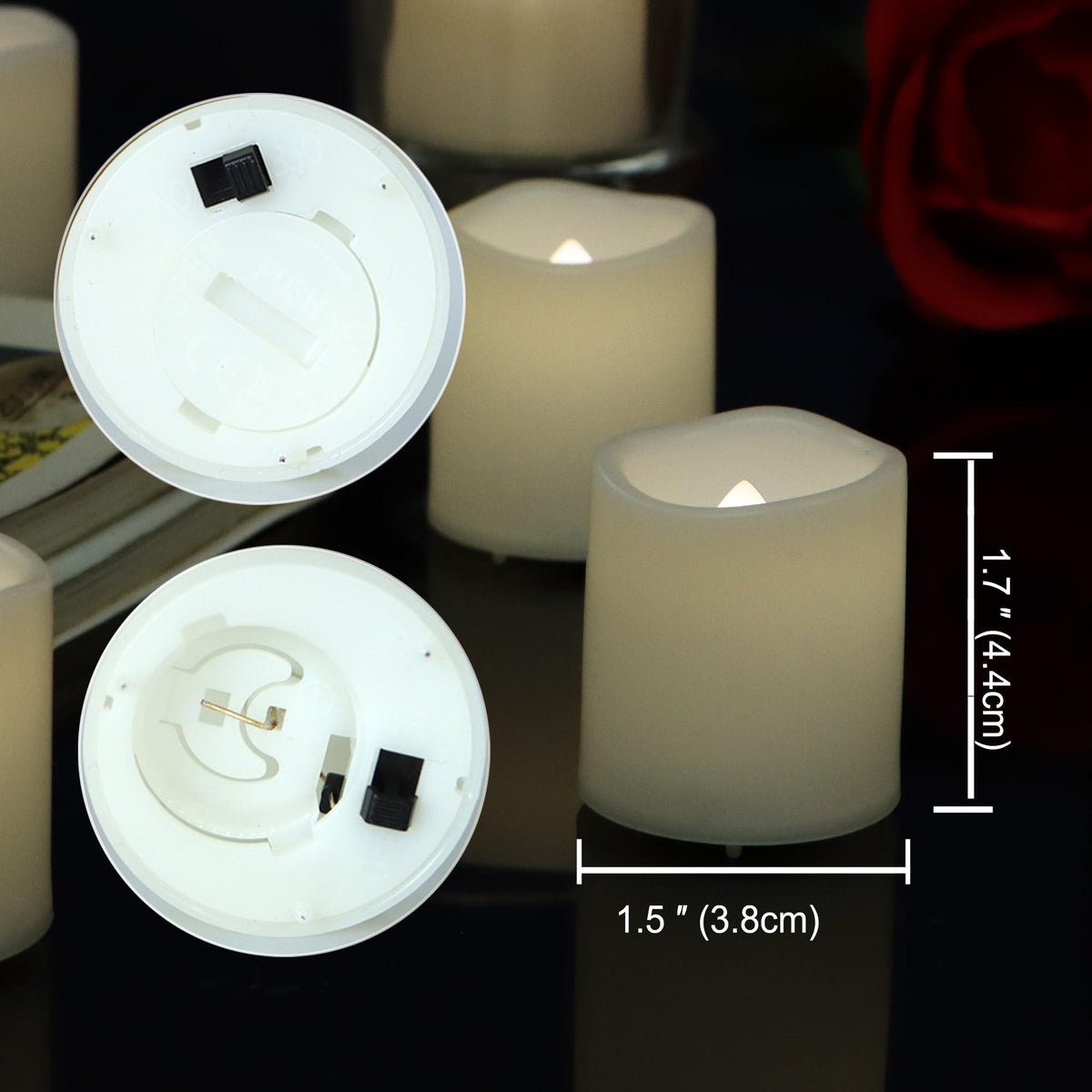 CANDLE CHOICE Battery Operated Flameless Votive Candles Small Bright Flickering LED Lights for Wedding Party Table Centerpieces Halloween Christmas Home Decoration Batteries Incl. 24 Pack White Light