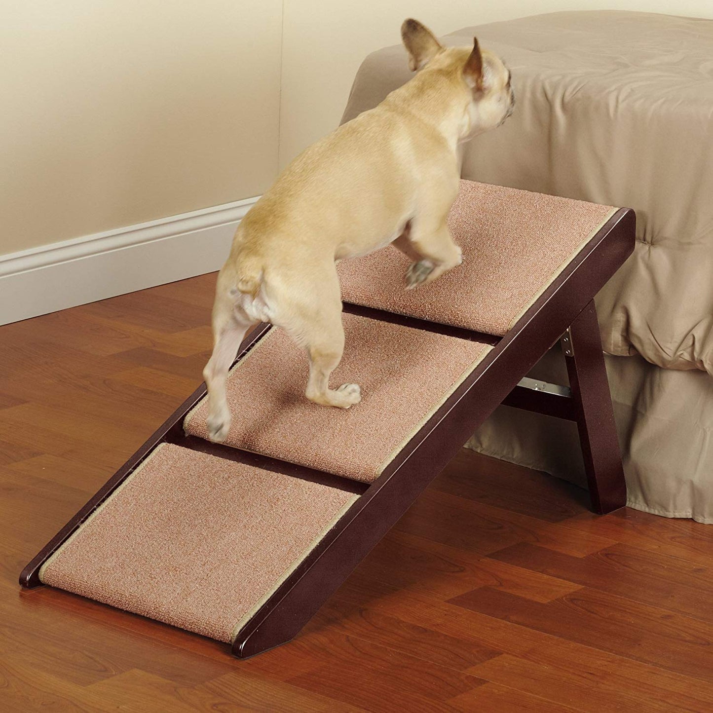 Pet Studio Pine Frame Dog RampSteps, 3 Step,Brown
