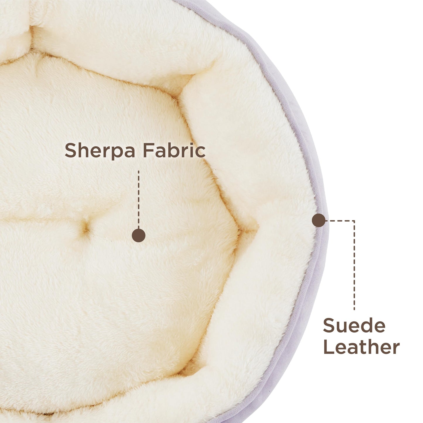 Bedsure Dog Beds for Small Dogs - Round Cat Beds for Indoor Cats, Washable Pet Bed for Puppy and Kitten with Slip-Resistant Bottom, 20 Inches, Misty Lilac