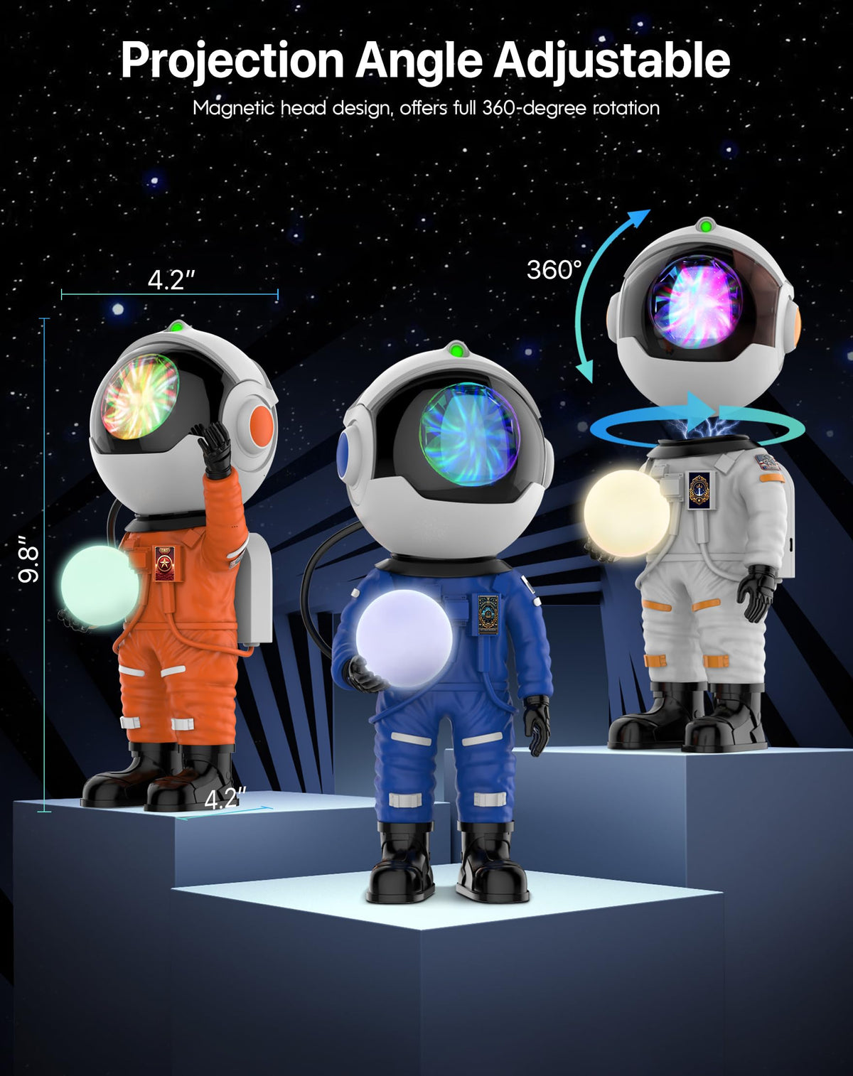 Rossetta Astronaut Galaxy Projector, Star Projector for Bedroom, LED Night Light for Kids Room with Timer and Remote, Gifts for Kids, Adults, Party, Birthday, Christmas, Easter
