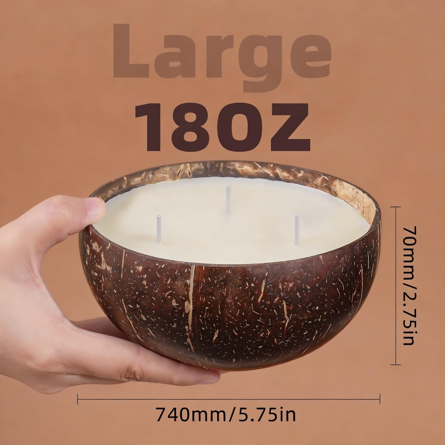Viyffo Ocean Breeze Scented Candle, Large 18oz 3 Wick Non Toxic Soy Candles, Natural Coconut Shell Candle for Home, Fresh Airy Aromatherapy for Relaxation & Summer Décor, Unique Gift for Women & Men