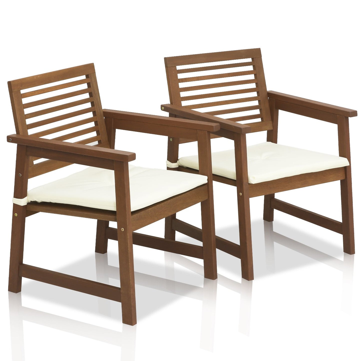 Furinno TIOMAN Patio Chair, Set of Two, Outdoor Lawn Chair, Armchair with Cushion, for Patio, Garden, Porch, Natural