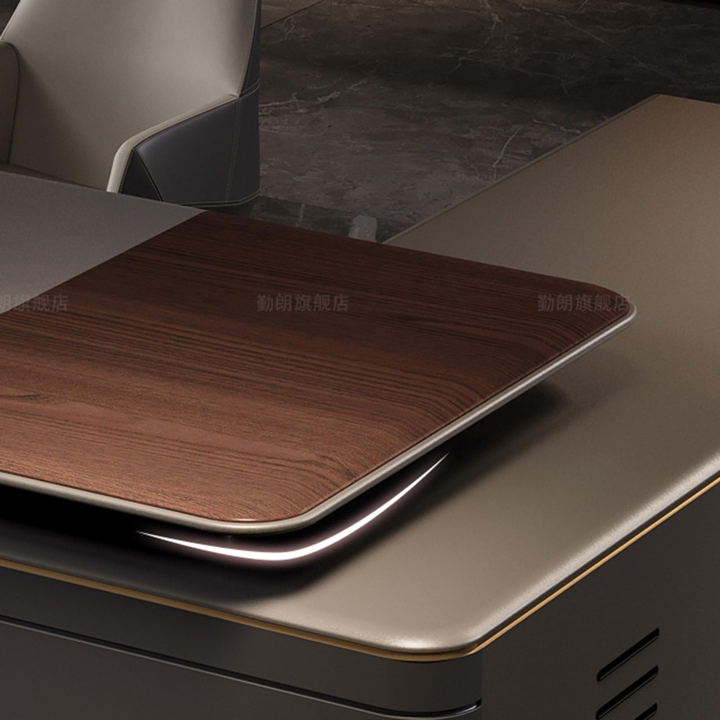 LSIGHTUS 94" Wood Brown Executive Office Desk Computer Desk with File Drawers Writing Study Table Business Furniture Set for Home Office