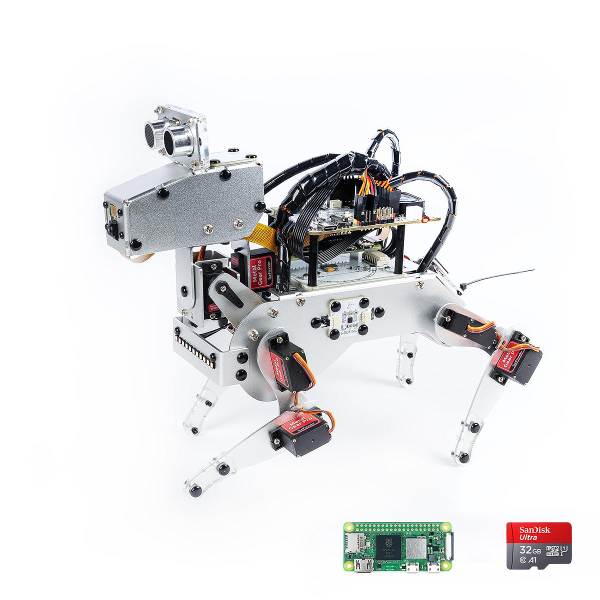 SunFounder AI Robot Kit with Raspberry Pi Zero 2 W+32G TF Card, ChatGPT-4o Enabled with Voice Command & Video Recognition, App Control, FPV, 12 Servos, Gyroscope, Camera, Mic