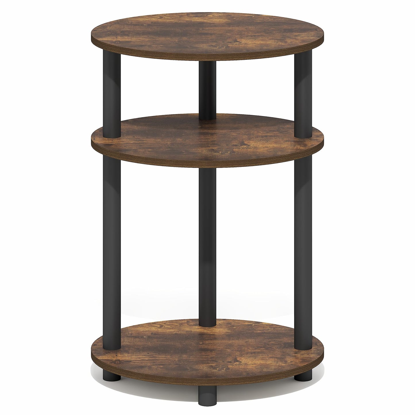 Furinno Turn-N-Tube Side Table, 3-Tier Oval End Table, Night Stand, Bedside Table, for Living Room, Bedroom, Amber Pine