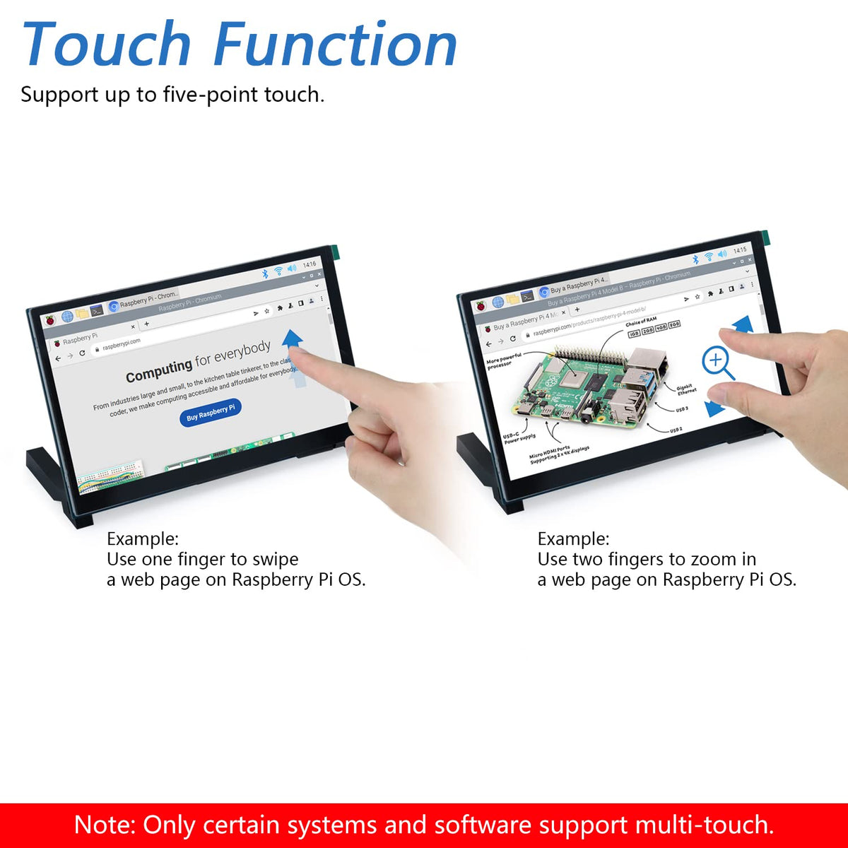 FREENOVE 7 Inch Touchscreen Monitor for Raspberry Pi 5 4 B 3 B+ A+, 800x480 Pixel IPS Display, 5-Point Touch Capacitive Screen, Driver-Free MIPI DSI Port