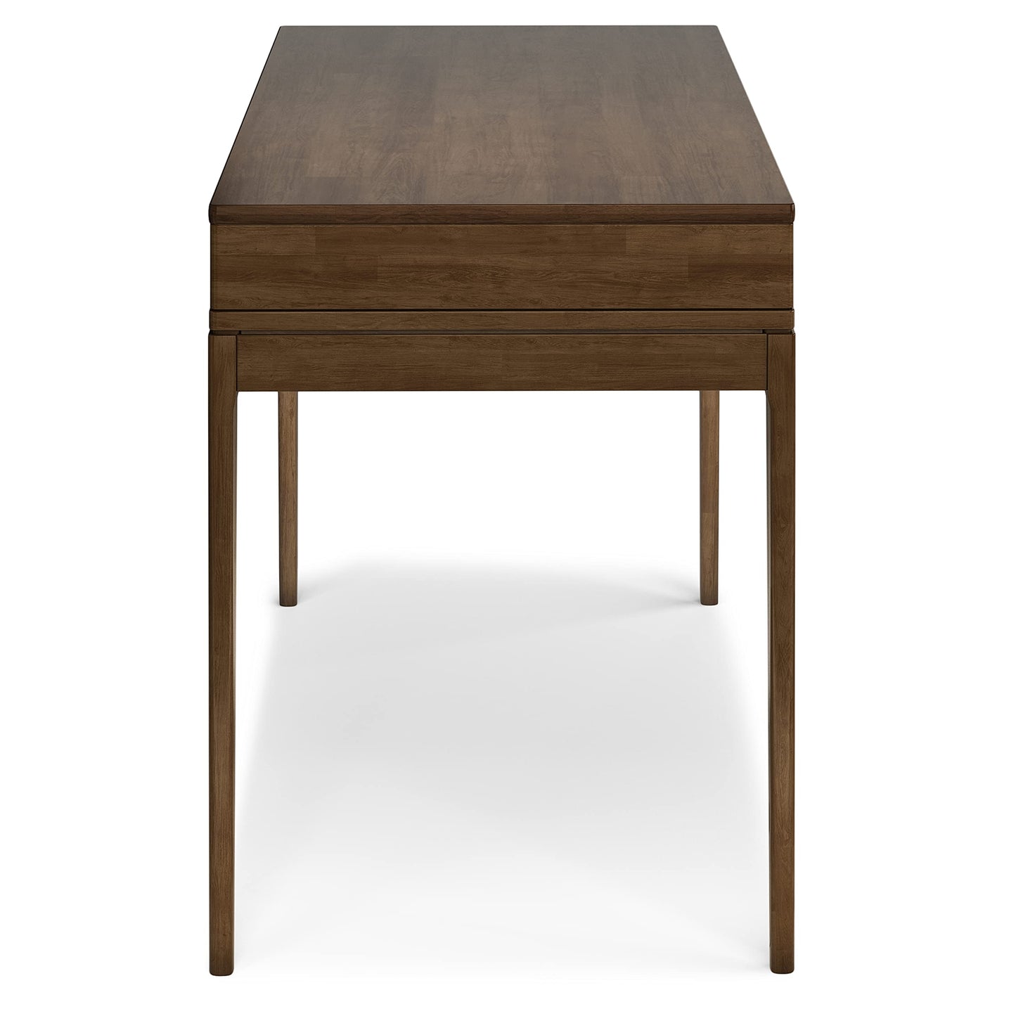 SIMPLIHOME Harper Small Desk - 48 Inch Wide Solid Hardwood Writing Desk in Walnut Brown, Mid-Century Modern Home Office Computer Table for Study with 2 Drawers and Flip-Down Keyboard Tray