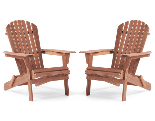 Wooden Folding Adirondack Chair Set of 2, Half Pre-Assembled Wood Lounge Chair for Outdoor Patio Garden Lawn Backyard Deck Pool Beach Firepit