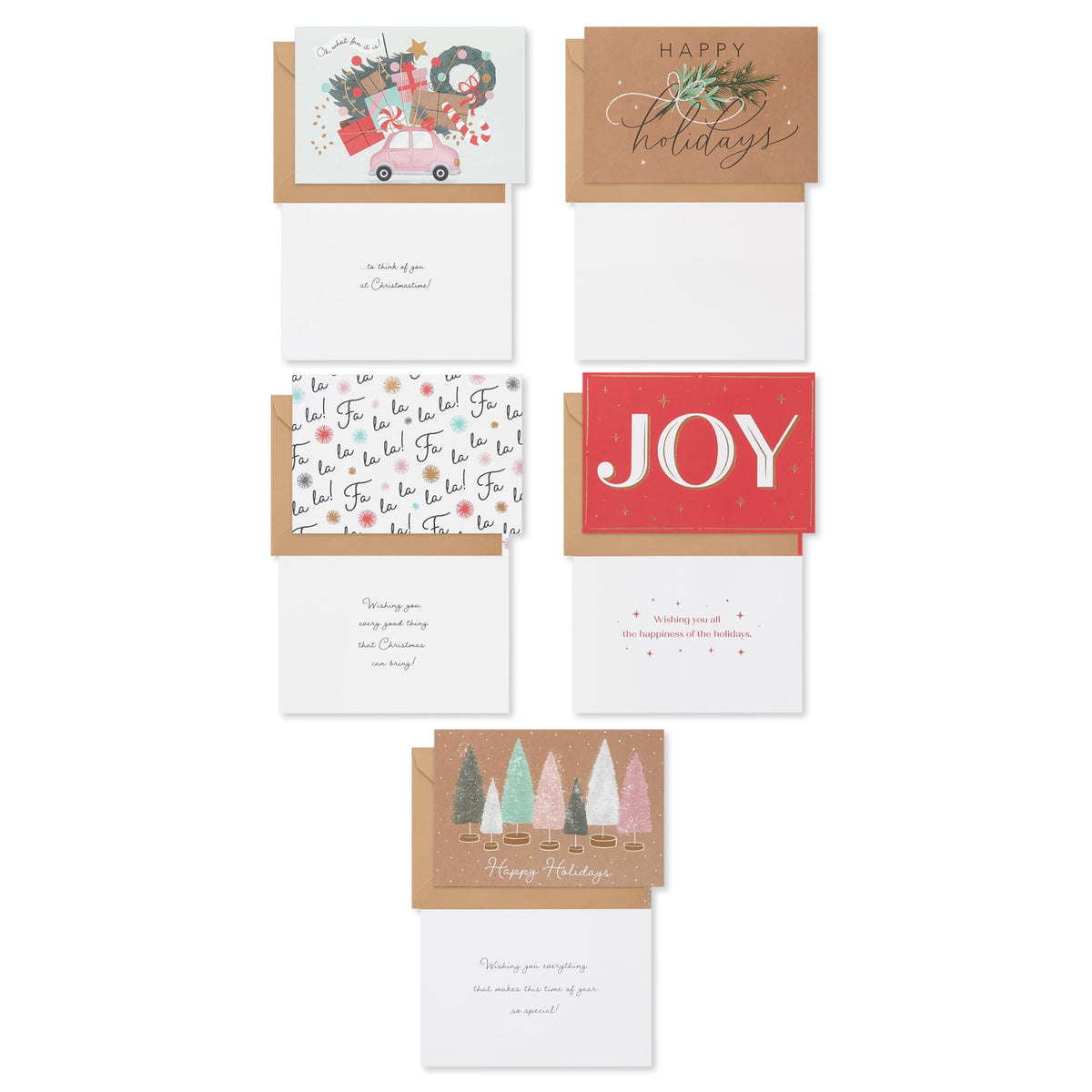 American Greetings Christmas Cards with Envelopes, Trendy Pink Pastel Designs (25-Count)