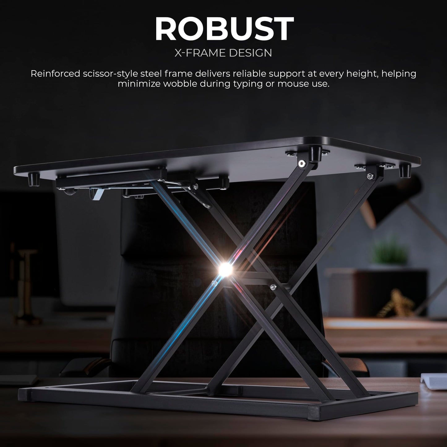 Venmark - Keyboard and Mouse Riser, Height Adjustable Standing Desk Converter, 24 x 12 Inch Computer Keyboard Stand with Stable X-Frame, Ergonomic Desktop Riser for Laptop, Typing & Office Work