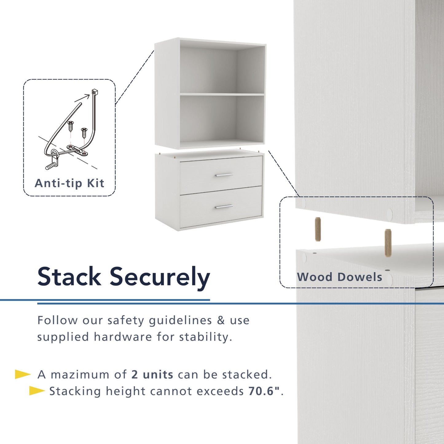 Homes: Inside + Out Apexa 2-Cube Storage Organizer Shelves, Stackable Wood Bookcase Fits Cubby Bins for Organization, Dorm Teen Room Decor & Home Office, Light Pink