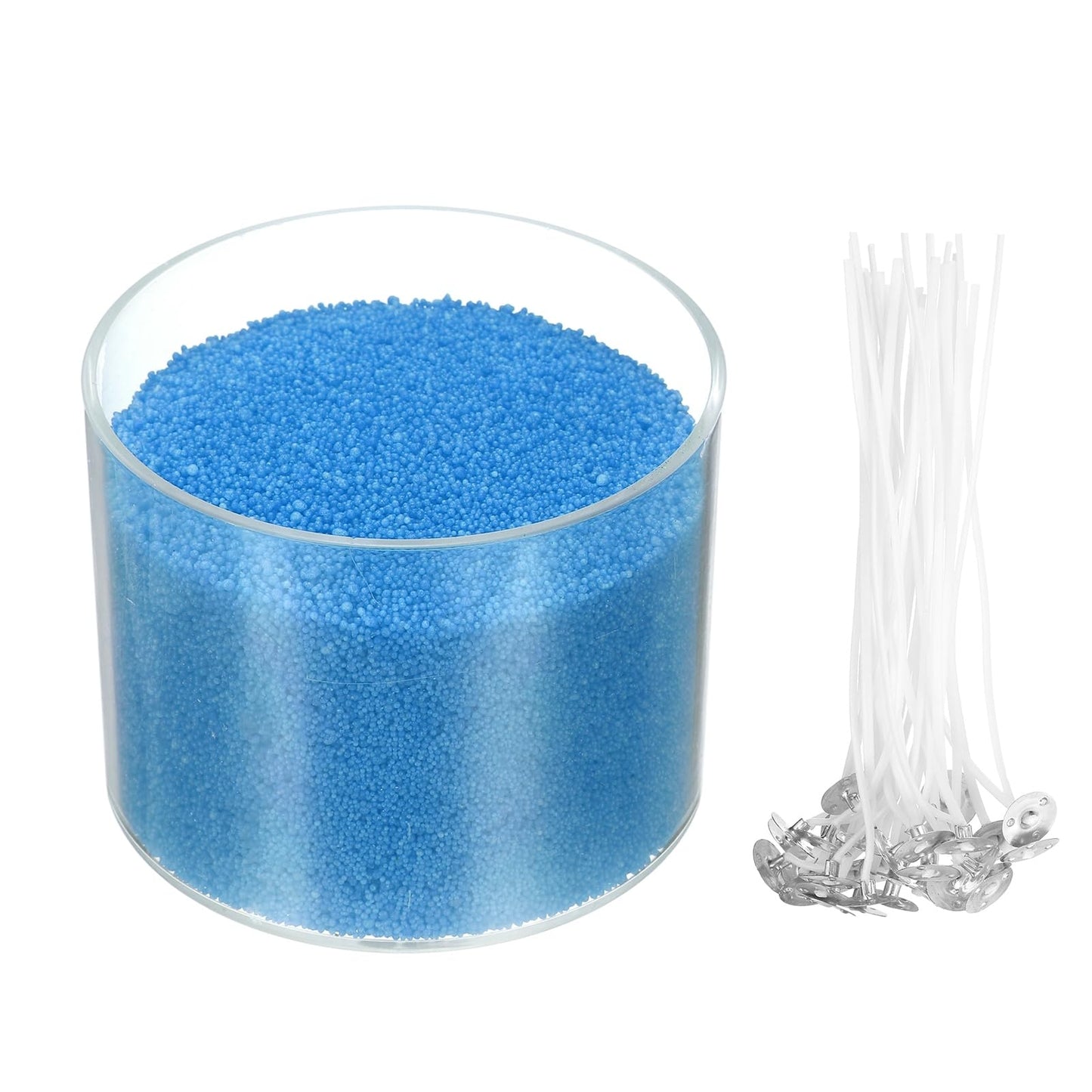 MECCANIXITY Pearled Sand Candles with 30 Pcs Wicks 14Oz / 400g Candle Beads Refillable Powder Sand Wax Making Kit for Thanksgiving Christmas Wedding Party DIY Home Crafts, Blue