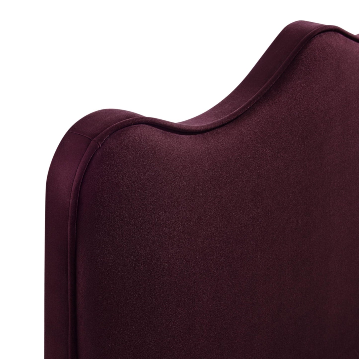 Monday Athena Twin Size Performance Velvet Adjustable Headboard in Mulberry - with Scalloped Wave Design and Stain-Resistant Velvet Upholstery