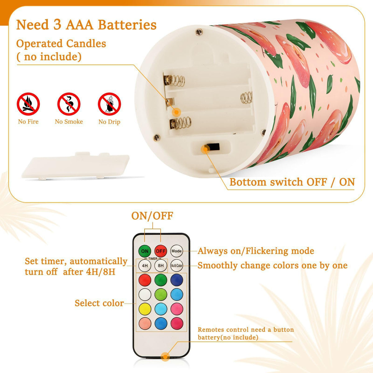 ALAZA Pink Peach Flickering Flameless Candles Battery Operated with Remote Timer,Tea Light Candles LED Pillar Votive Candles Set of 2 for Outdoor Indoor Decorations