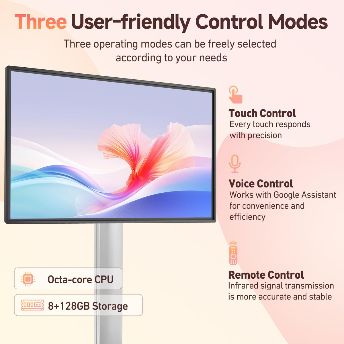 Smart Board,49 Inch JAV Interactive Whiteboard, 8+128GB Interactive Whiteboard Google EDLA Certified Rotating Touch Screen, for Advertising Display and Classroom (Wall Mount Included)