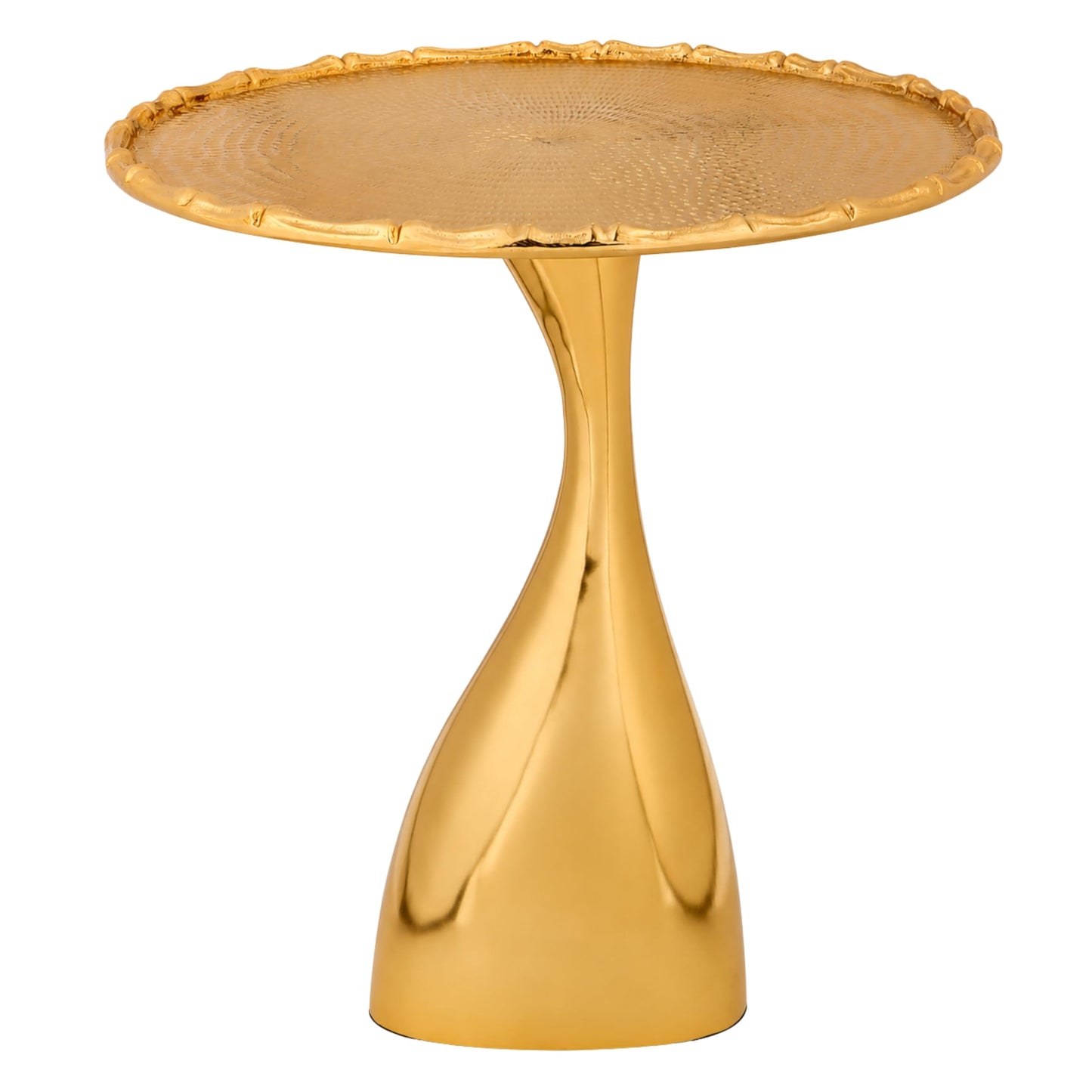 Alpha Living Home End Table for Living Room, 18" Round Metal Side Table with Pedestal Base for Small Spaces, Modern Gold Accent Coffee Table for Bedroom, Balcony & Indoor Use