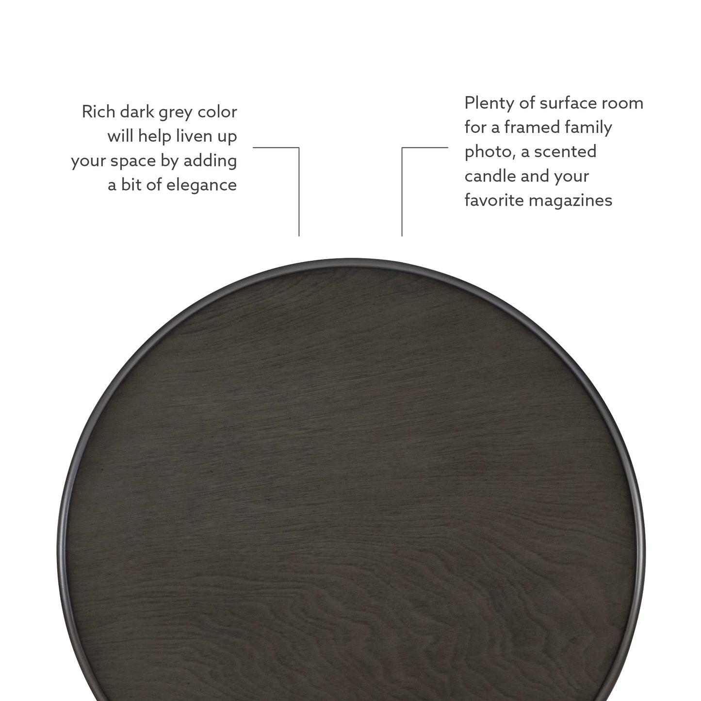 Powell Tarkin Round Dark Grey Turned Spindle Pedestal Side Accent Table