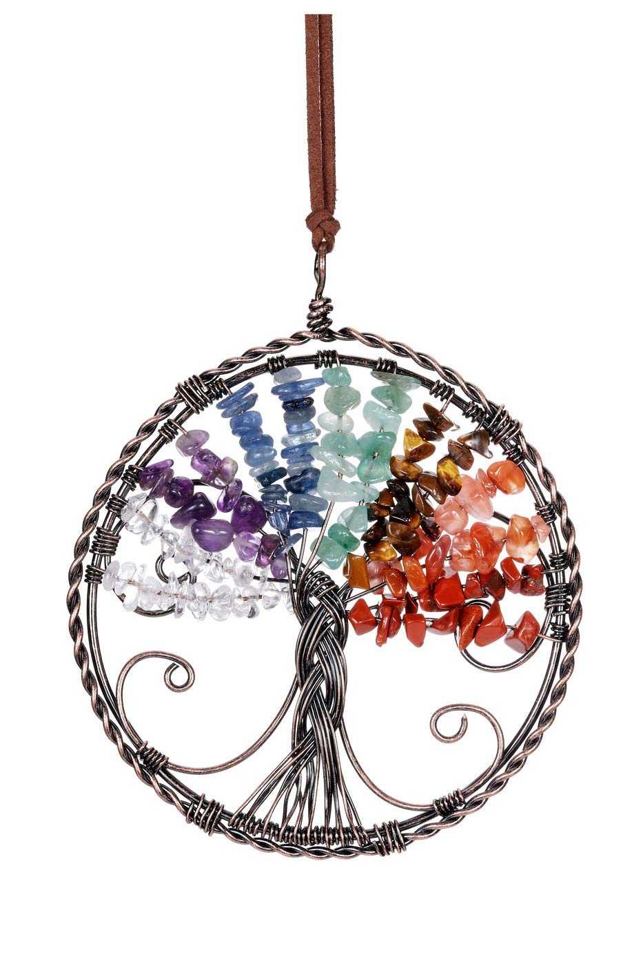 PESOENTH Chakra Crystal Tree of Life Wall Hanging Decor Gifts for Women,Chakra Stones Healing Crystals Window Feng Shui Home Hanging Decorations Car Ornaments Christmas Tree Decor