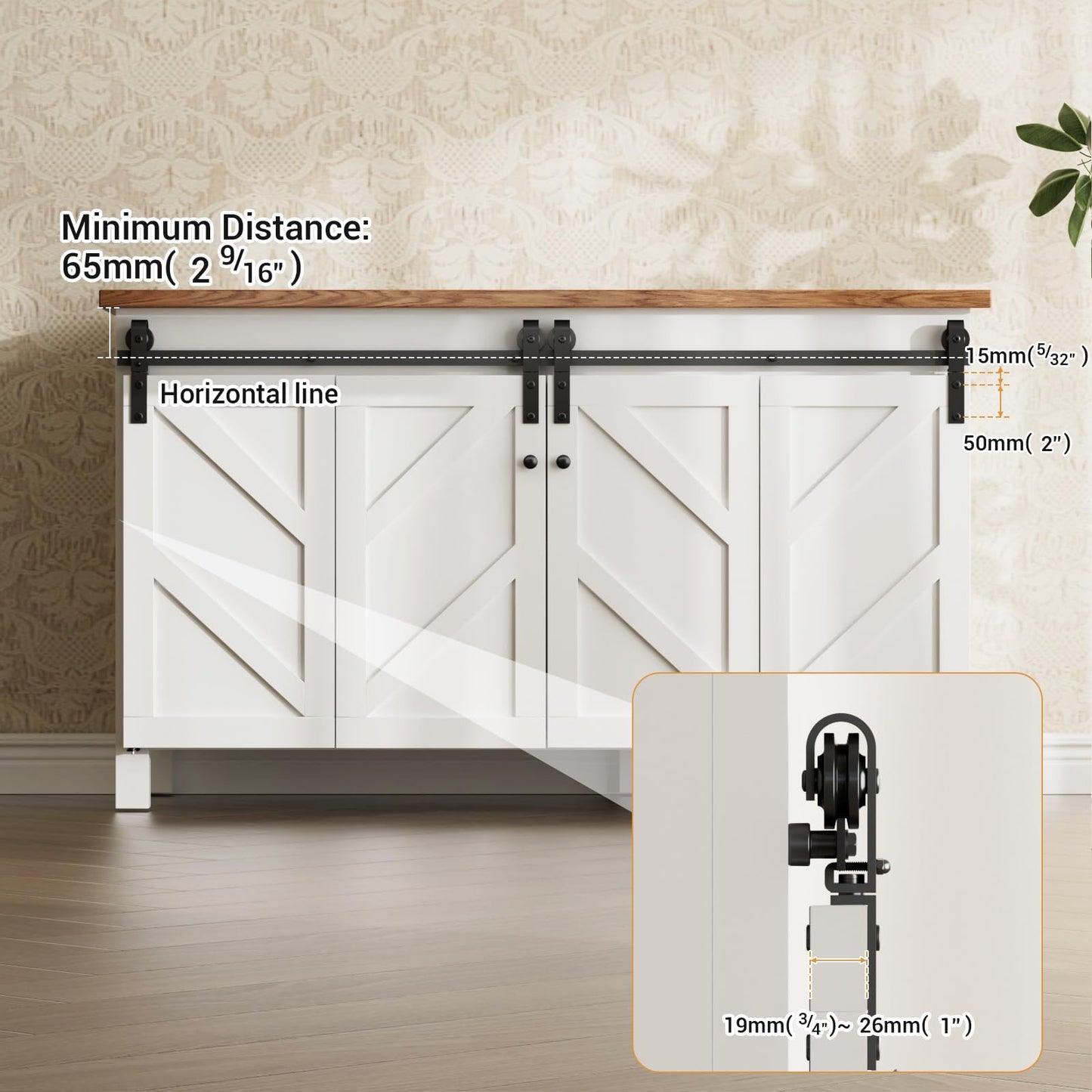 Upgraded 6FT Mini Folding Sliding Barn Door Hardware Kit for 4 Doors,Easy Install,Slide Smoothly Quietly,Small Cabinet Barn Door Hardware Track Kit for TV Stand, Cupboards, Wardrobes(No Cabinet)