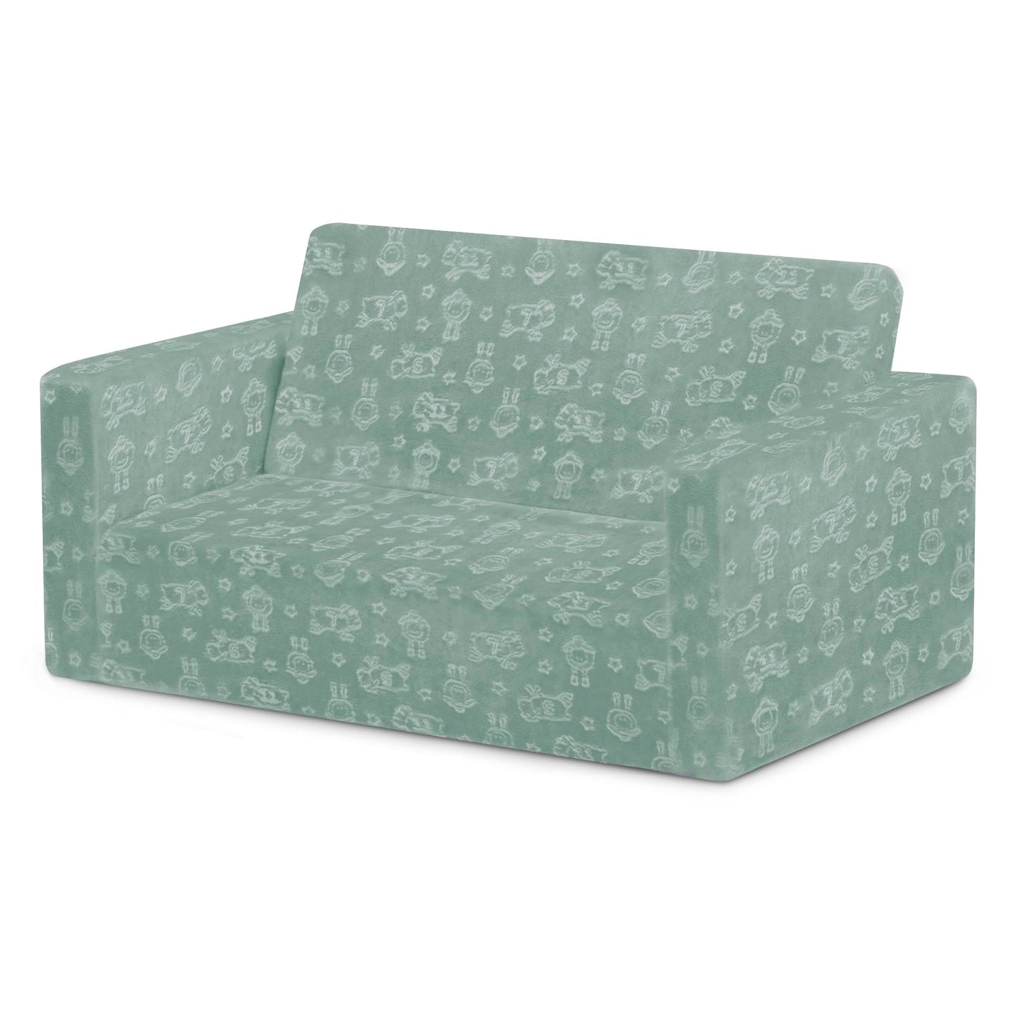 Delta Children - Serta Perfect Sleeper Kids 2-Seater Sofa, Convertible 2-in-1 Flip Open Toddler Couch Sleeper, Foam Chair for Playroom & Bedroom, Bed Lounger, Comfy Play Sleeping Lounge Chair, Sage