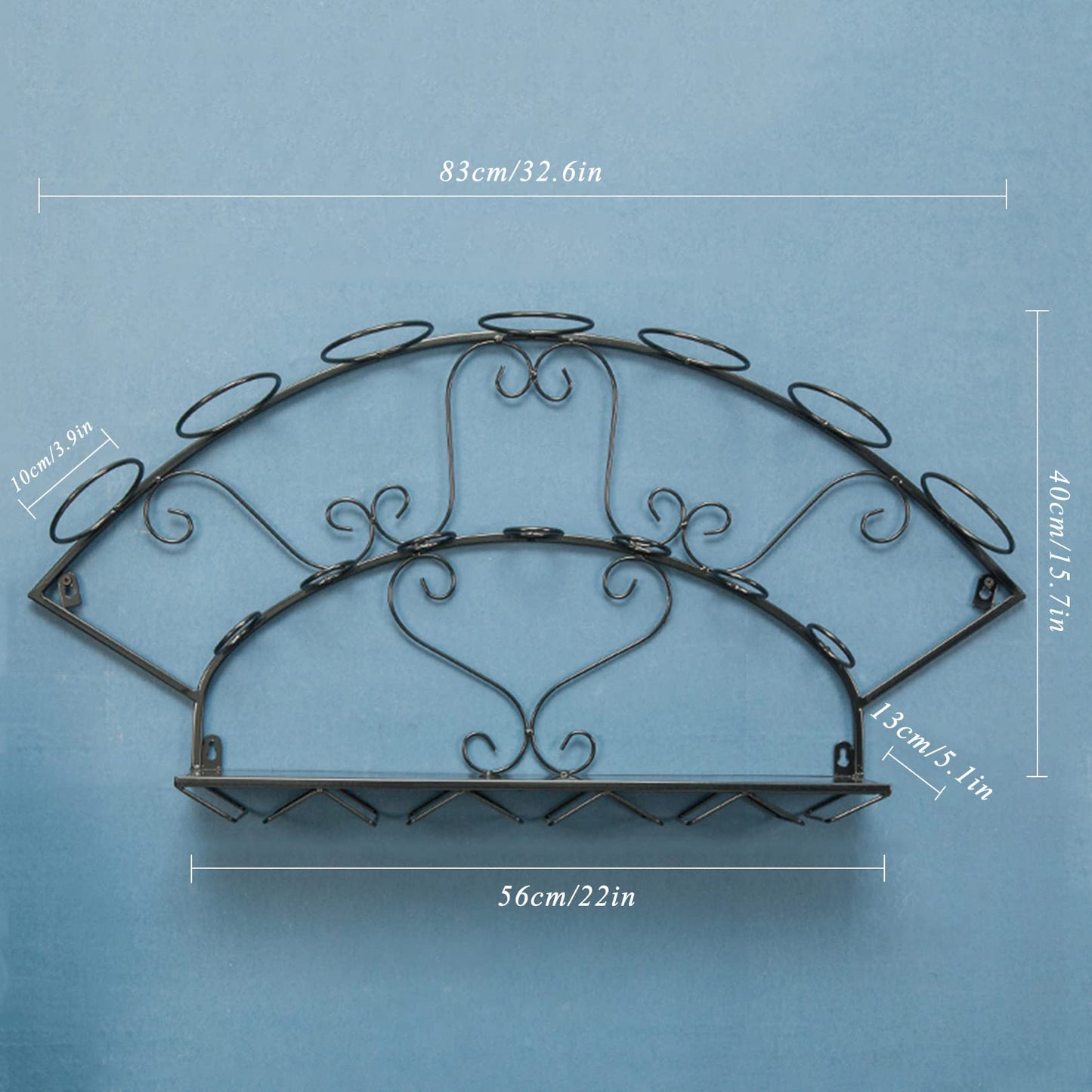 GOODBZ Creative Wall Mounted Wine Rack, Industrial Metal Wine Holder Rack, Hanging Display Shelf for 7 Wine Bottles, Modern Wine Holder for Home Kitchen Living Room Cafe Bar Decor