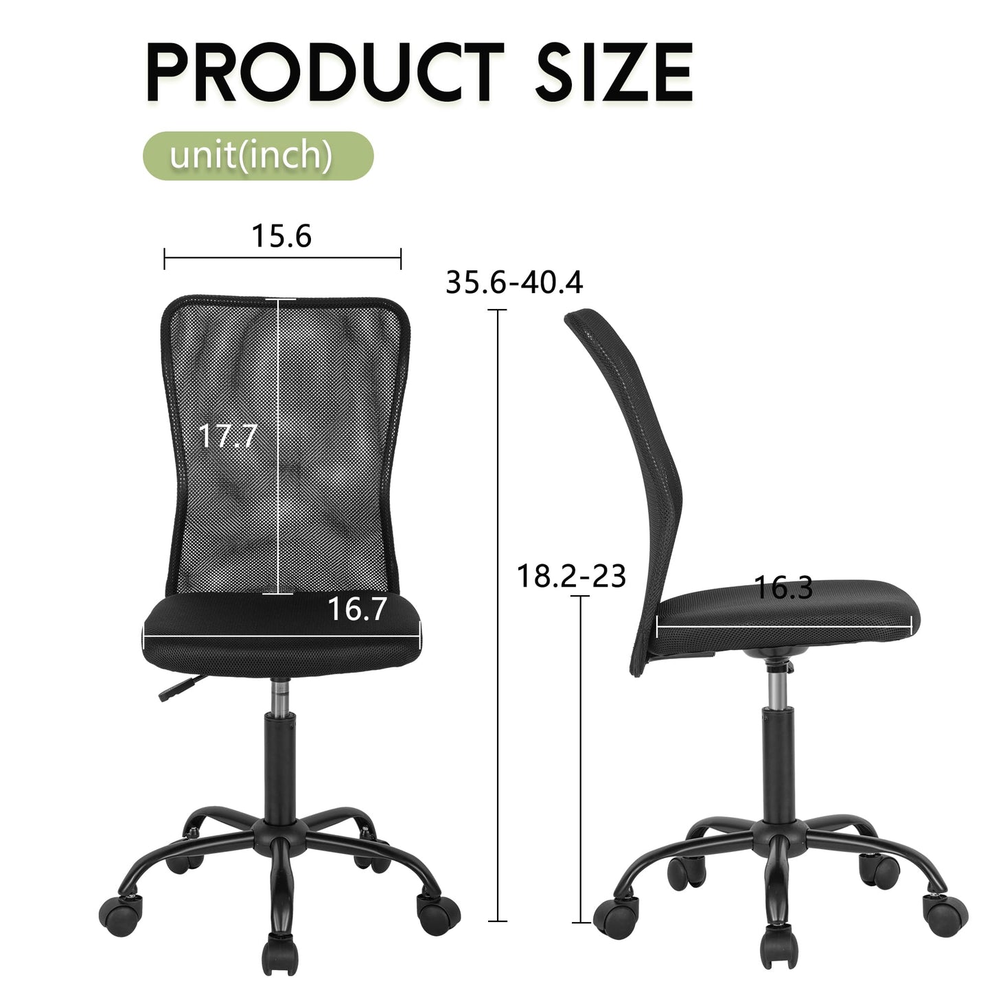 BestOffice Ergonomic Office Chair Desk Chair Mesh Computer Chair Armless Back Support Modern Executive Rolling Swivel Chair with Lumbar Support（Black）